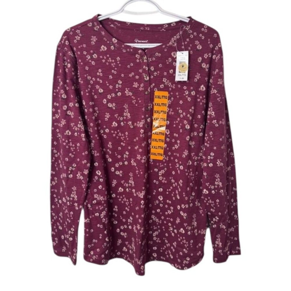 Seg'ments maroon henley shirt with flower print size XXL
